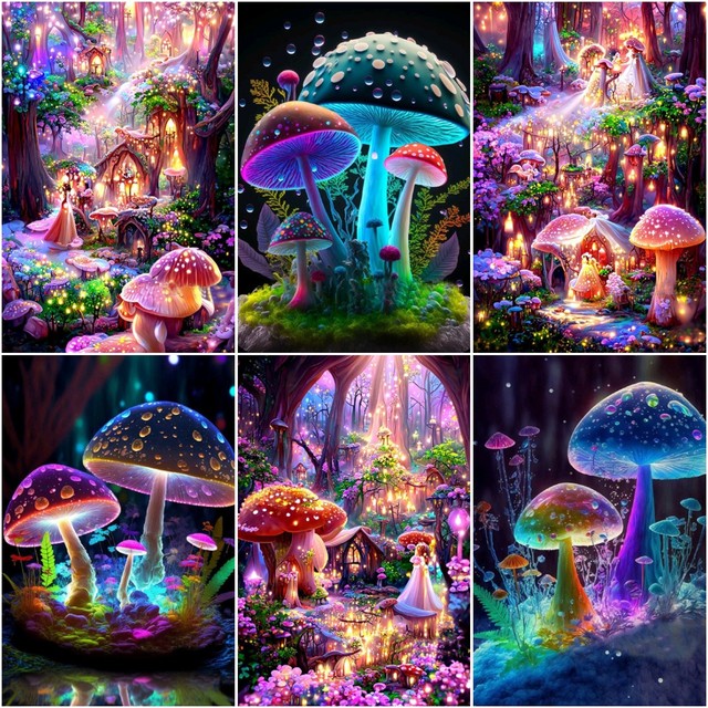 Mushroom Diamond Art Painting Set Adult 5d DIY Mushroom House Gem Art Set  Round Full Diamond Crafts Home Wall Decoration Gift - AliExpress